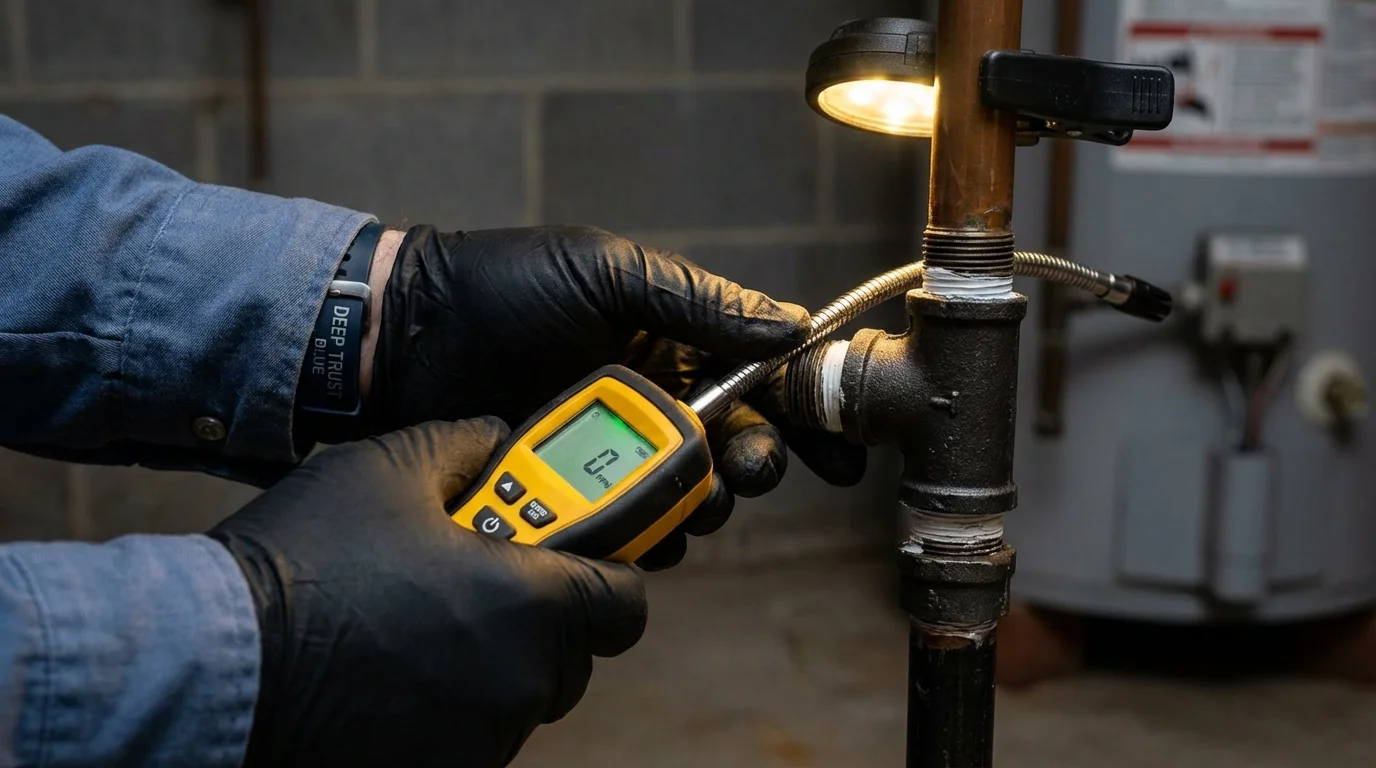 Gas leak detection with electronic sniffer by Johns Plumbing LLC in San Miguel