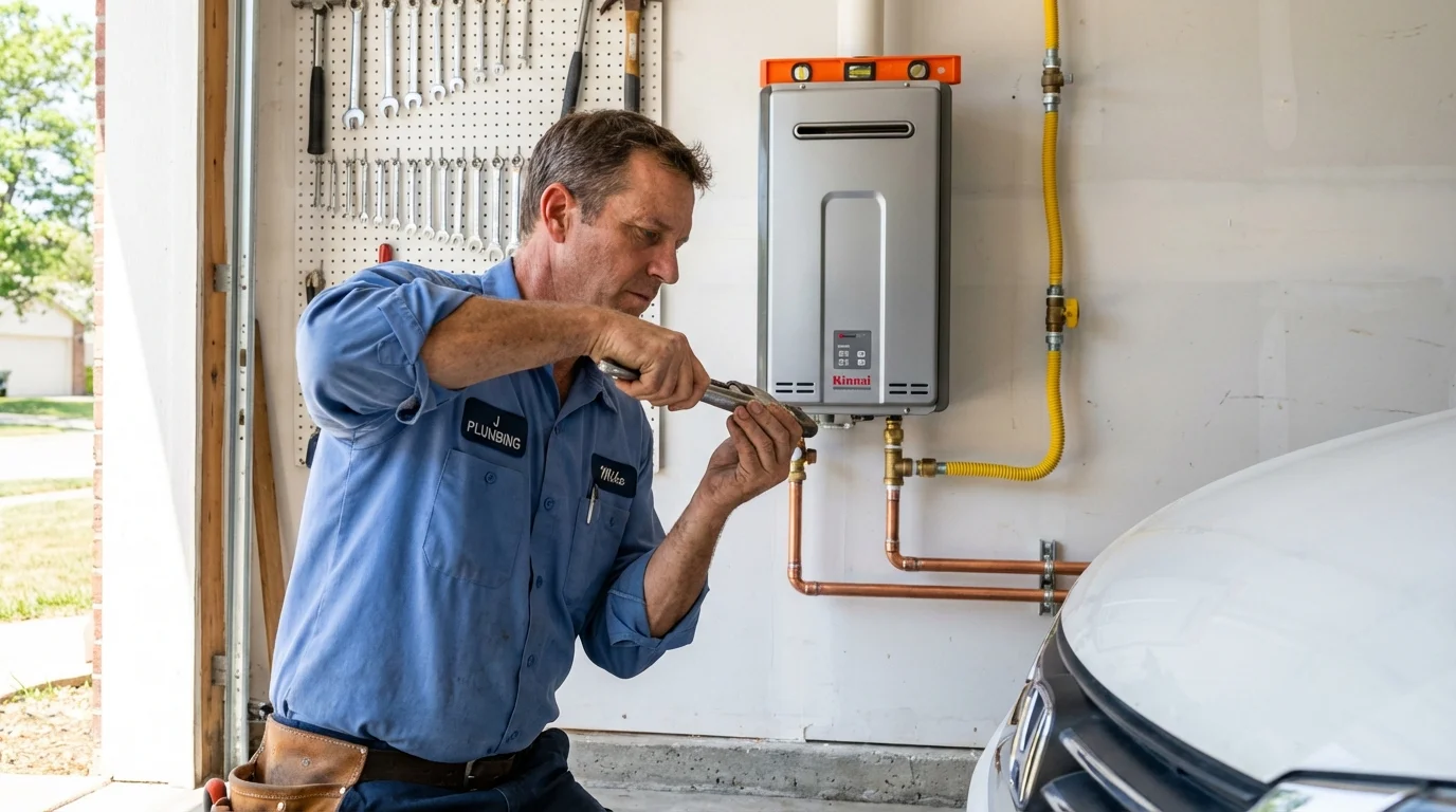 Tankless water heater installation by a Johns Plumbing LLC plumber in San Miguel